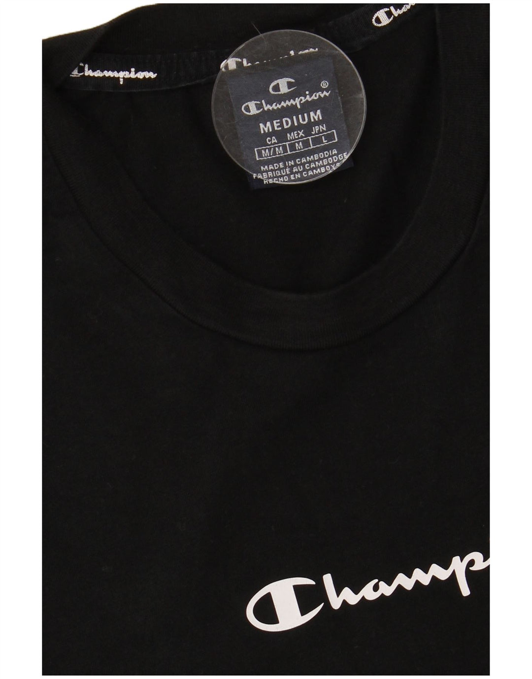 CHAMPION Mens Graphic T-Shirt Top Medium Black Cotton