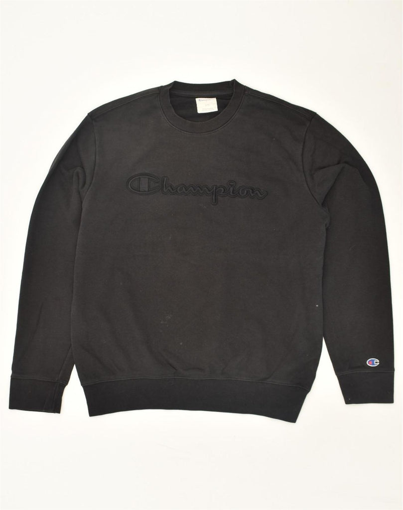 CHAMPION Mens Graphic Sweatshirt Jumper Large Black Cotton | Vintage Champion | Thrift | Second-Hand Champion | Used Clothing | Messina Hembry 