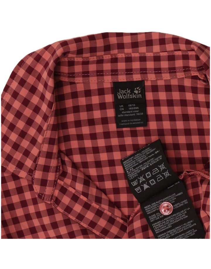 Jack Wolfskin Womens Short Sleeve Shirt UK 8/10 Small Pink Gingham
