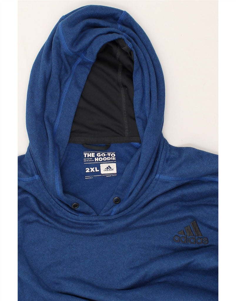 ADIDAS Mens Climawarm Hoodie Jumper 2XL Blue Polyester | Vintage Adidas | Thrift | Second-Hand Adidas | Used Clothing | Messina Hembry 