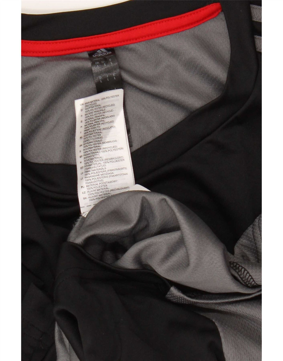Adidas Mens T-Shirt Top Large Black Colourblock Polyester