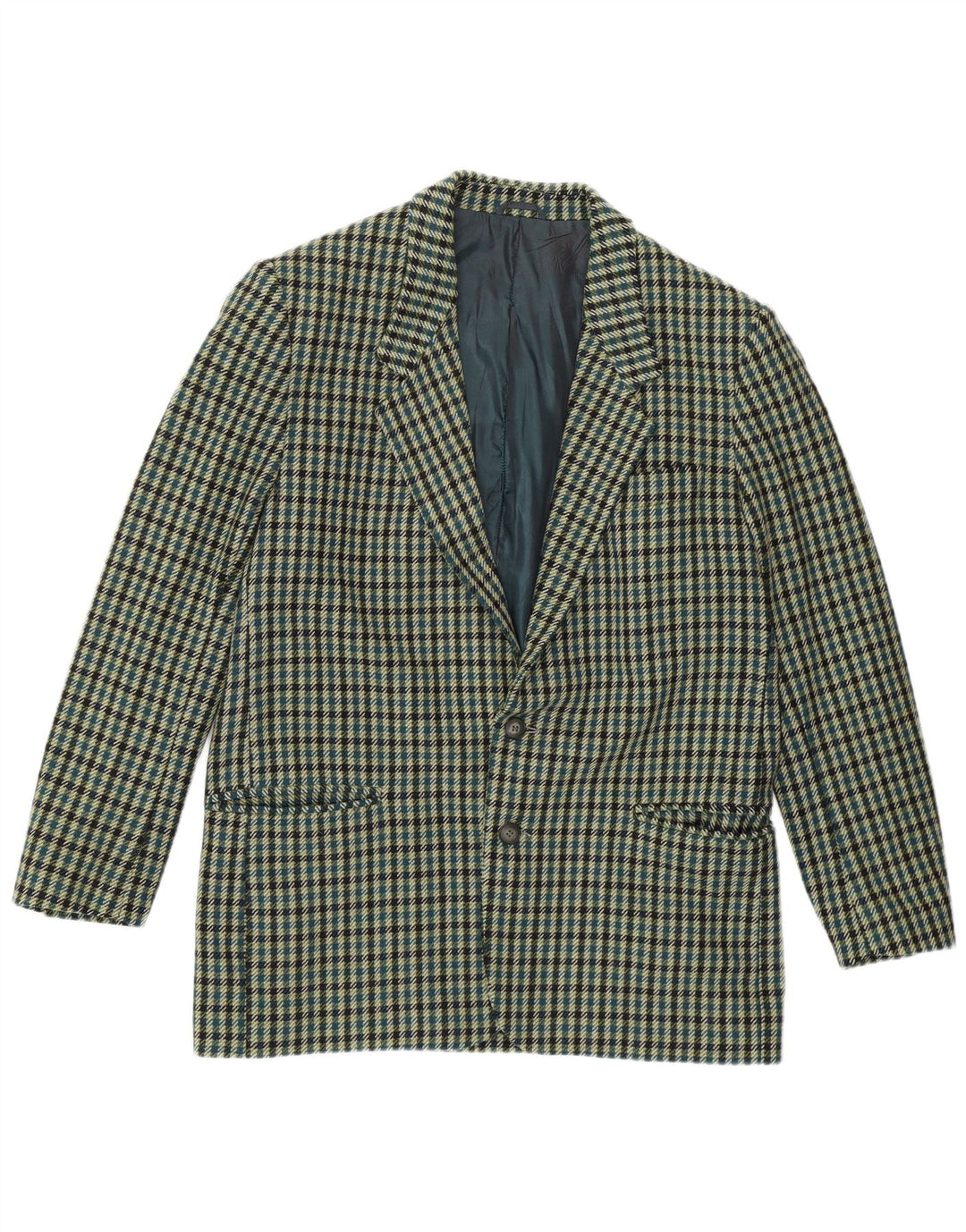 MONTEZEMOLO Mens 2 Button Blazer Jacket UK 40 Large Green Check Wool
