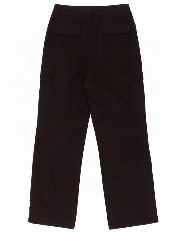 Zara Womens Straight Cargo Trousers EU 44 XL W34 L32 Black Cotton