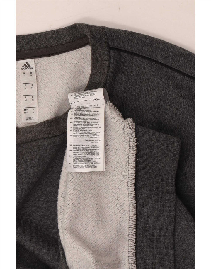 Adidas Mens Regular Fit Sweatshirt Jumper Medium Grey Flecked Cotton