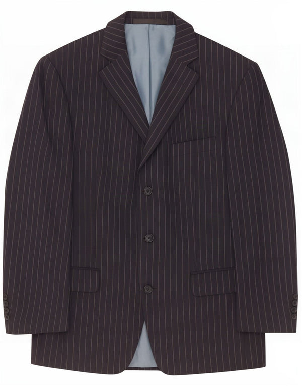 Marks & Spencer Mens Blazer Jacket UK 40 Medium Navy Blue Pinstripe