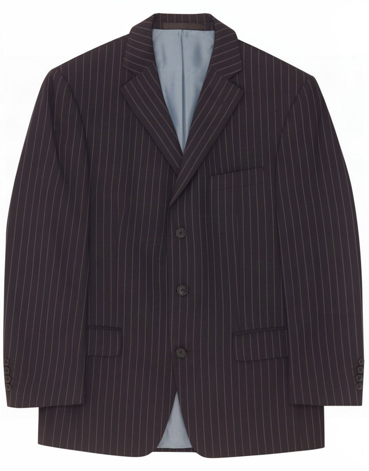 Marks & Spencer Mens Blazer Jacket UK 40 Medium Navy Blue Pinstripe