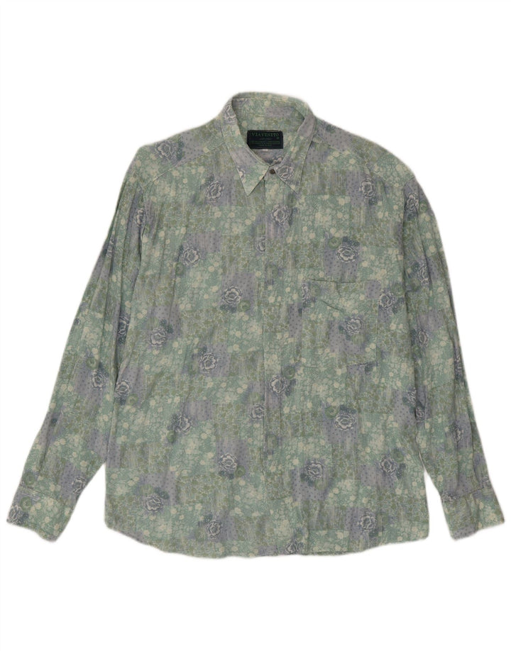 Via Veneto Mens Shirt Large Green Floral
