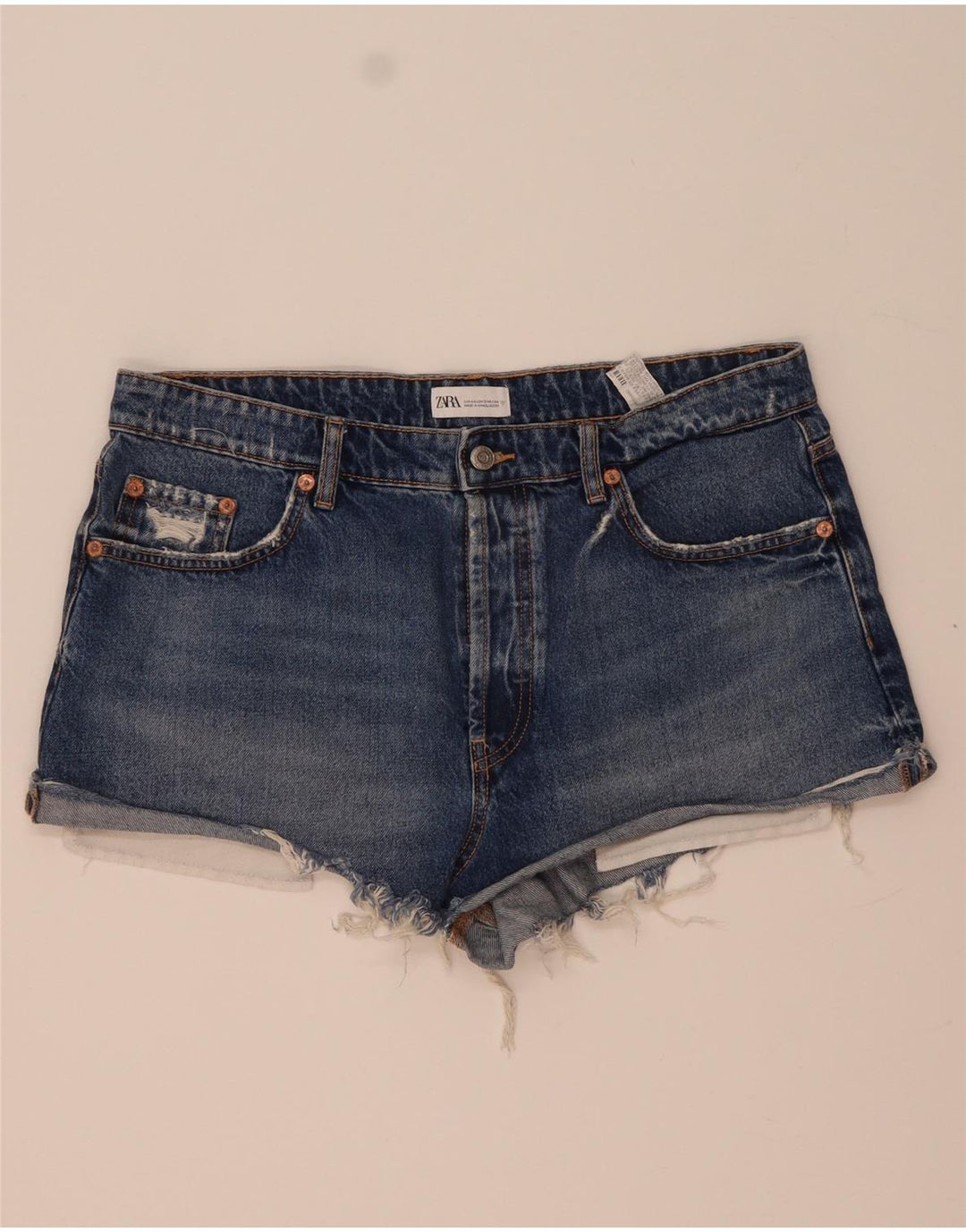 Zara Womens Denim Shorts EU 44 XL W34  Blue Cotton
