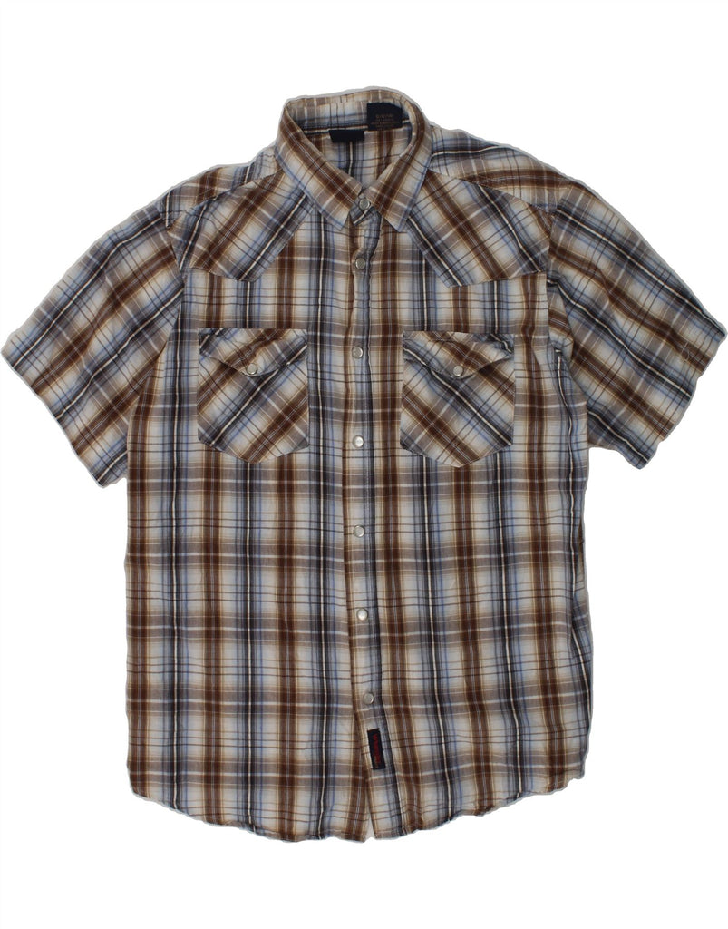 WRANGLER Boys Short Sleeve Shirt 12-13 Years Brown Check Cotton | Vintage Wrangler | Thrift | Second-Hand Wrangler | Used Clothing | Messina Hembry 