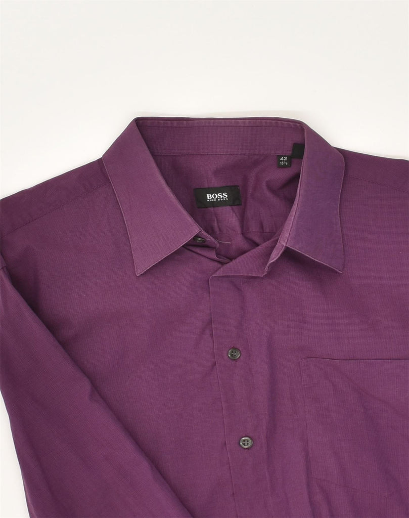 HUGO BOSS Mens Shirt Size 15 1/2 42 Medium Purple Cotton | Vintage Hugo Boss | Thrift | Second-Hand Hugo Boss | Used Clothing | Messina Hembry 