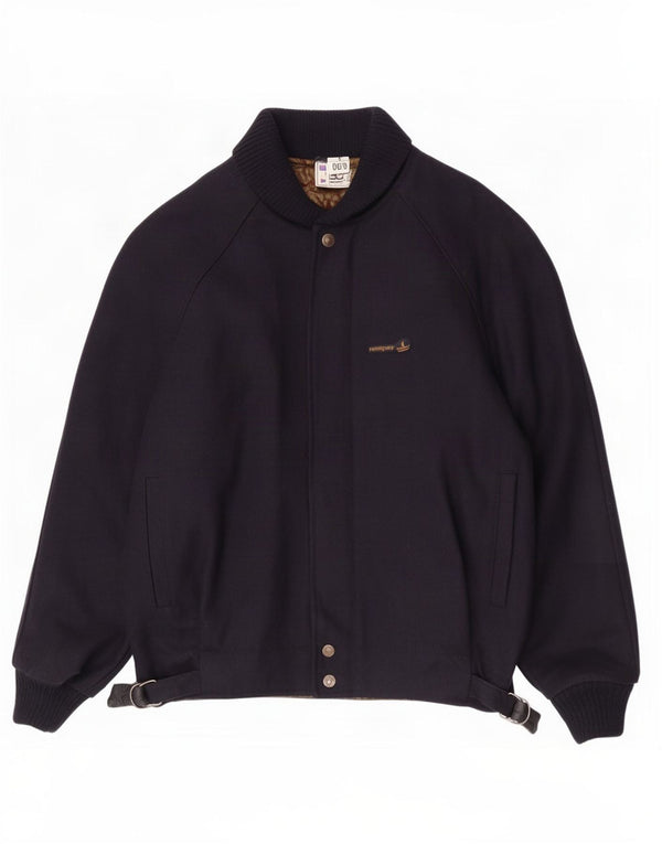 Navigare Mens Bomber Jacket UK 40 Large Navy Blue Wool