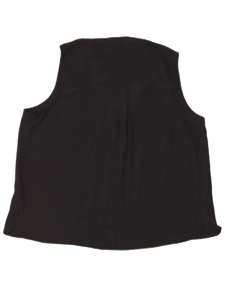 Marks & Spencer Womens Sleeveless Blouse Top UK 20 2XL Black Polyester