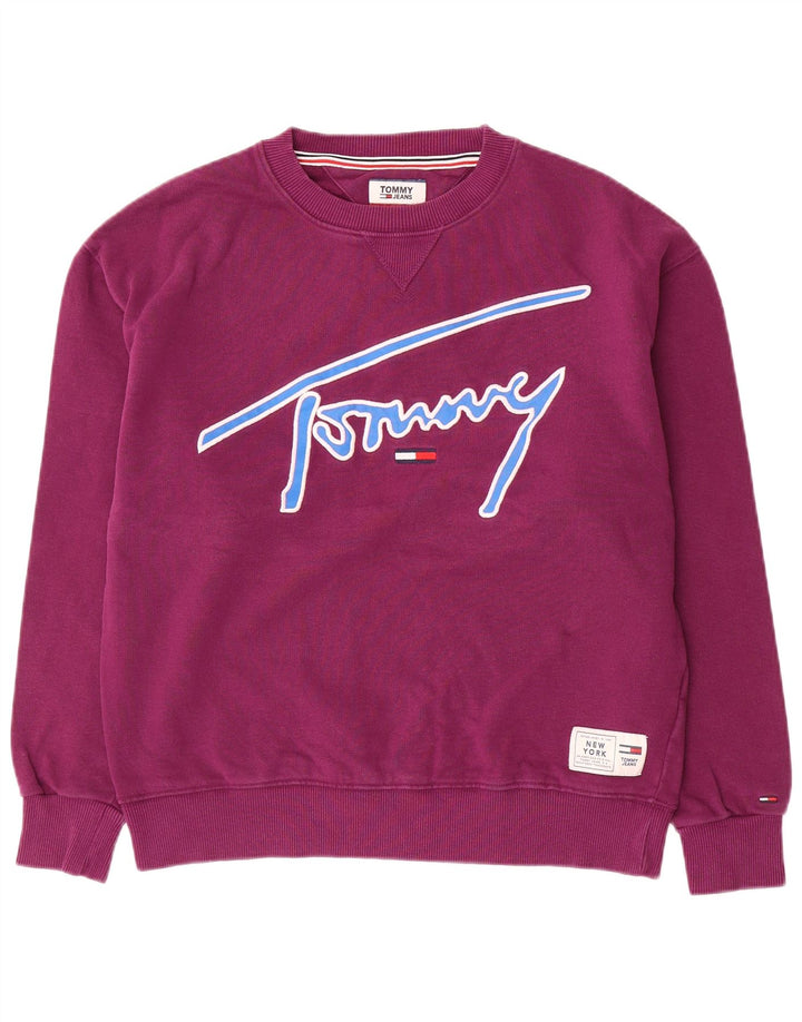 Tommy Hilfiger Mens Graphic Sweatshirt Jumper Small Purple Cotton