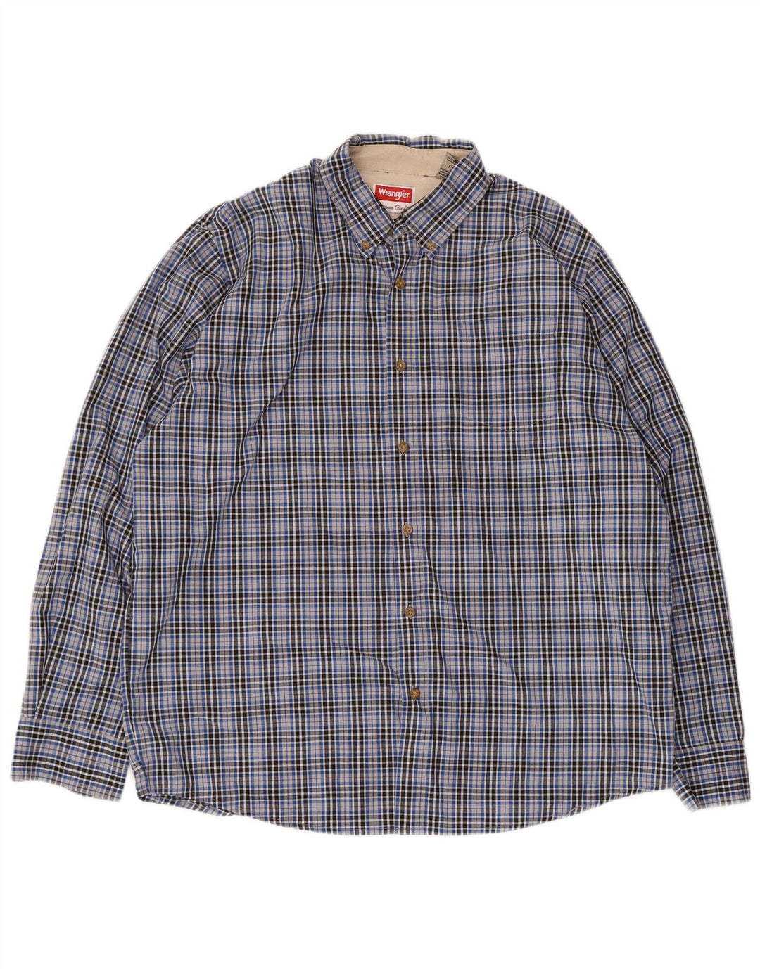 Wrangler Mens Shirt Large Blue Check Cotton