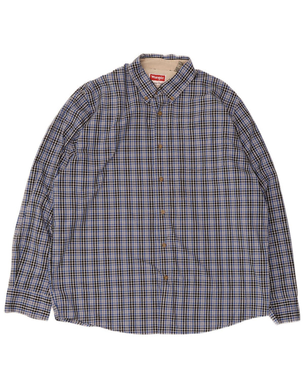 Wrangler Mens Shirt Large Blue Check Cotton