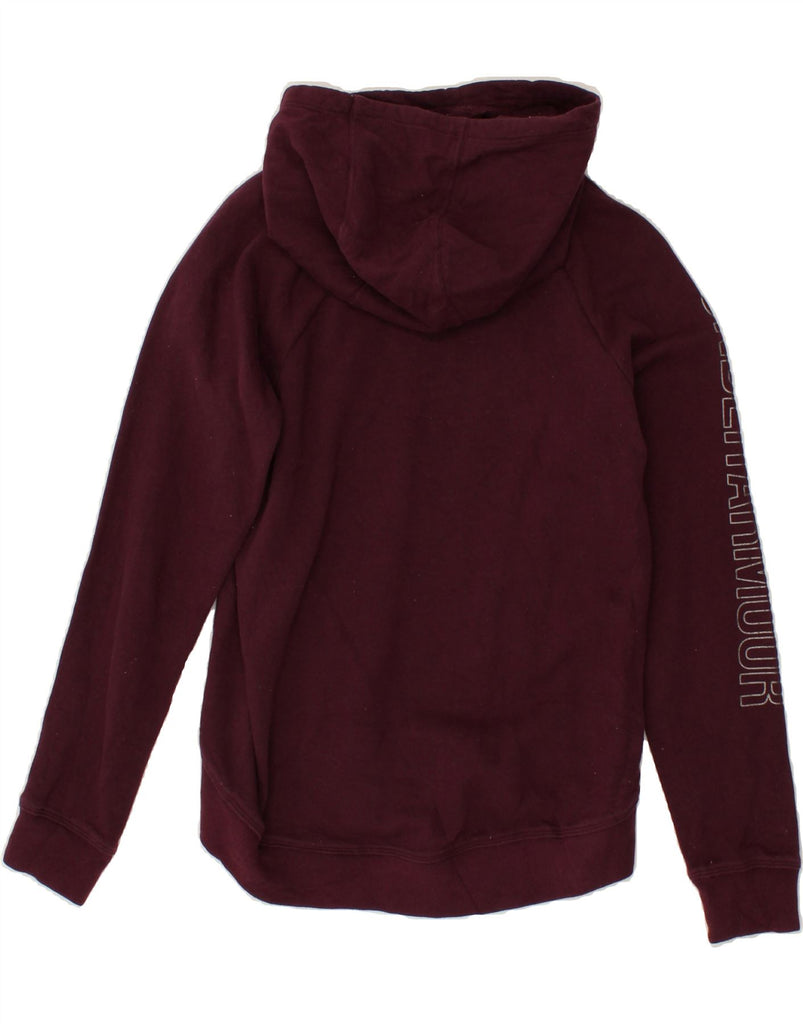 UNDER ARMOUR Womens Loose Fit Graphic Hoodie Jumper UK 10 Small Burgundy | Vintage Under Armour | Thrift | Second-Hand Under Armour | Used Clothing | Messina Hembry 