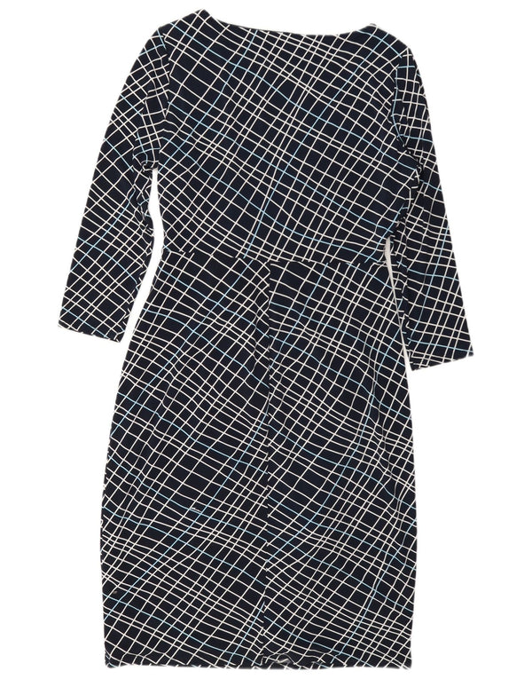 Laura Ashley Womens Long Sleeve Sheath Dress UK 12 Medium Navy Blue Check