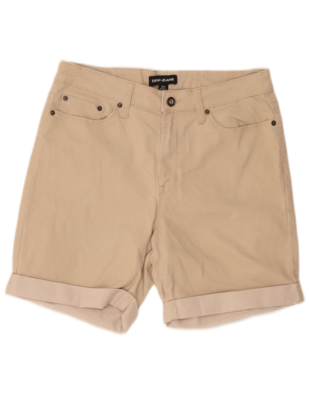 Dkny Womens Casual Shorts US 10 Large W32 Beige Cotton