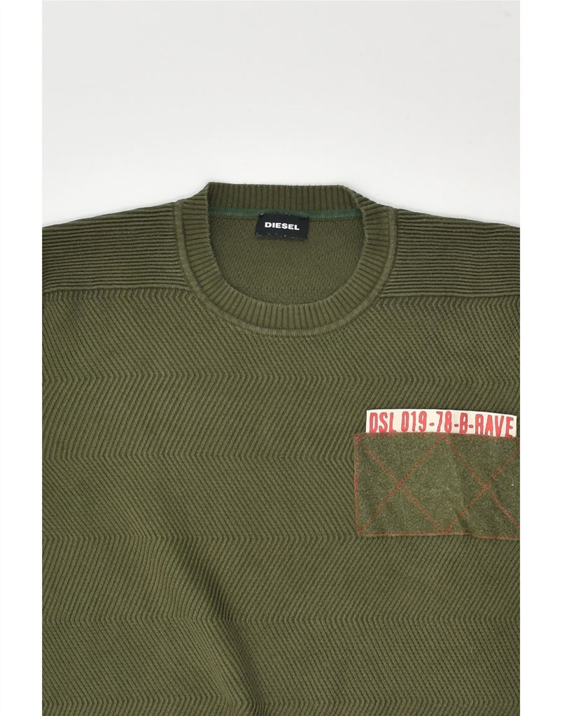 DIESEL Mens Crew Neck Jumper Sweater XS Green Cotton | Vintage Diesel | Thrift | Second-Hand Diesel | Used Clothing | Messina Hembry 