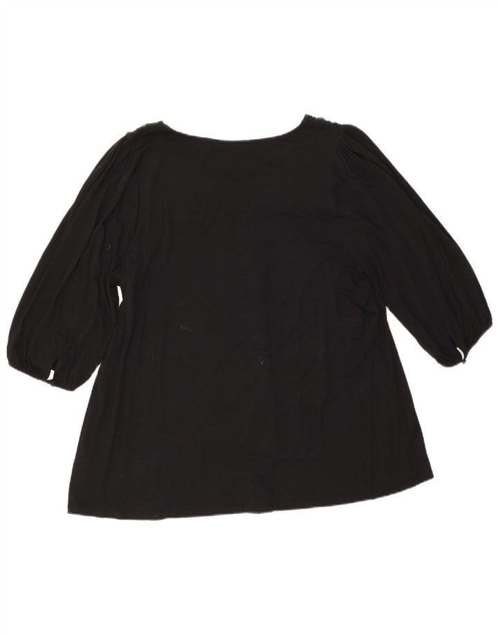 Marks & Spencer Womens 3/4 Sleeve Blouse Top UK 20 2XL Black Viscose