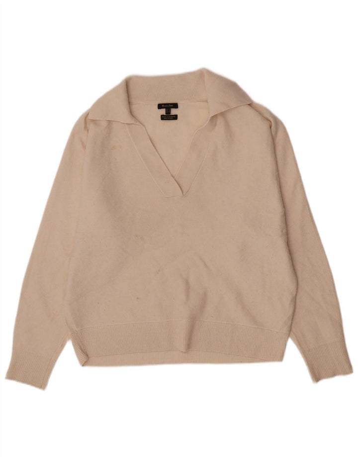 Massimo Dutti Womens Polo Neck Jumper Sweater UK 10 Small Off White