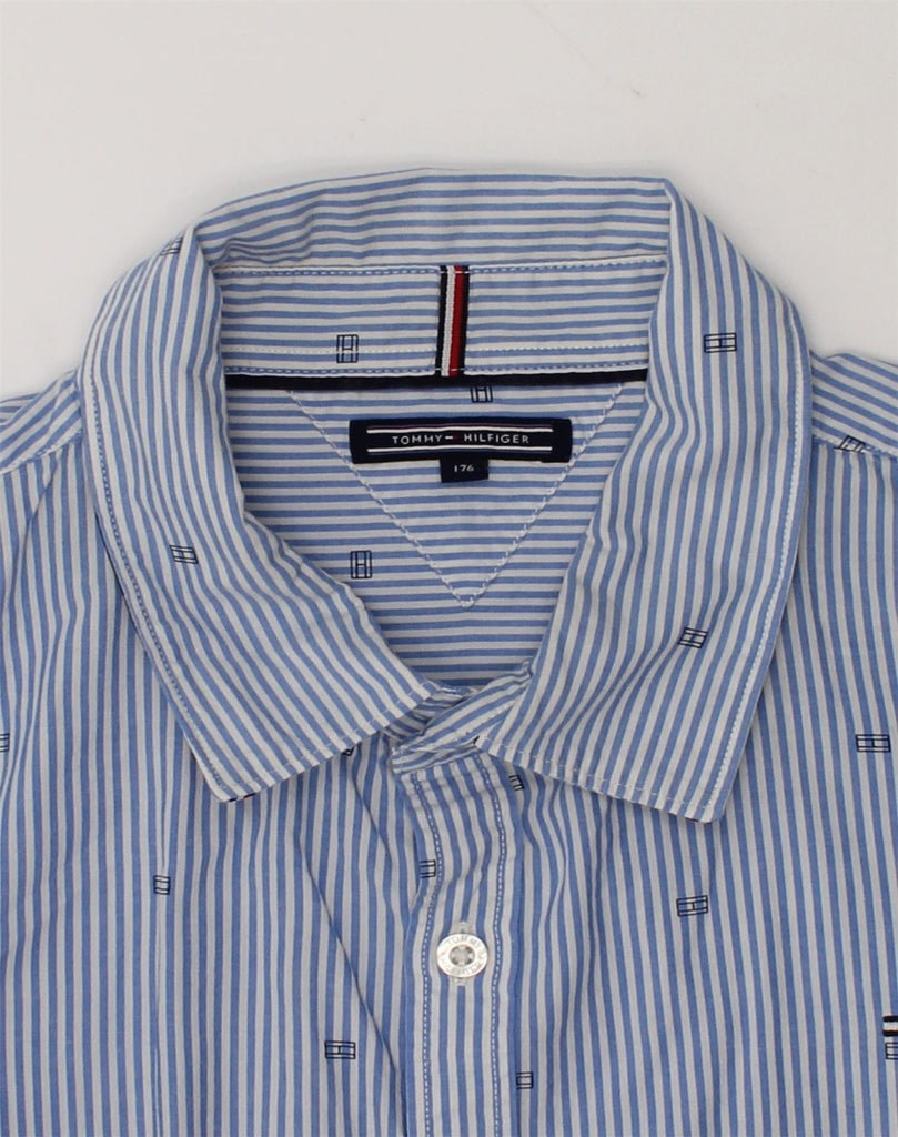 TOMMY HILFIGER Boys Shirt 15-16 Years Blue Striped Cotton | Vintage Tommy Hilfiger | Thrift | Second-Hand Tommy Hilfiger | Used Clothing | Messina Hembry 