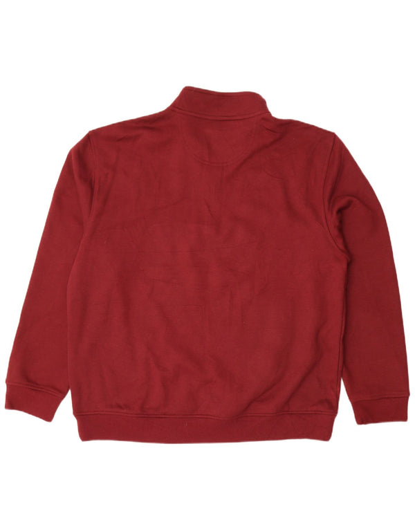 Izod Mens Zip Neck Sweatshirt Jumper XL Maroon Polyester