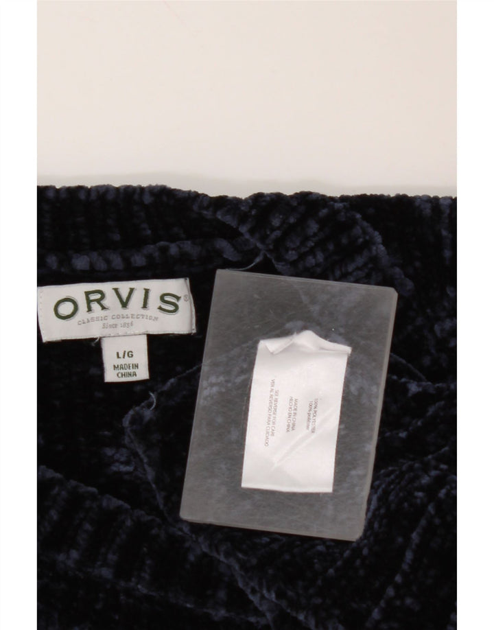 ORVIS Womens Crew Neck Jumper Sweater UK 16 Large Navy Blue Polyester