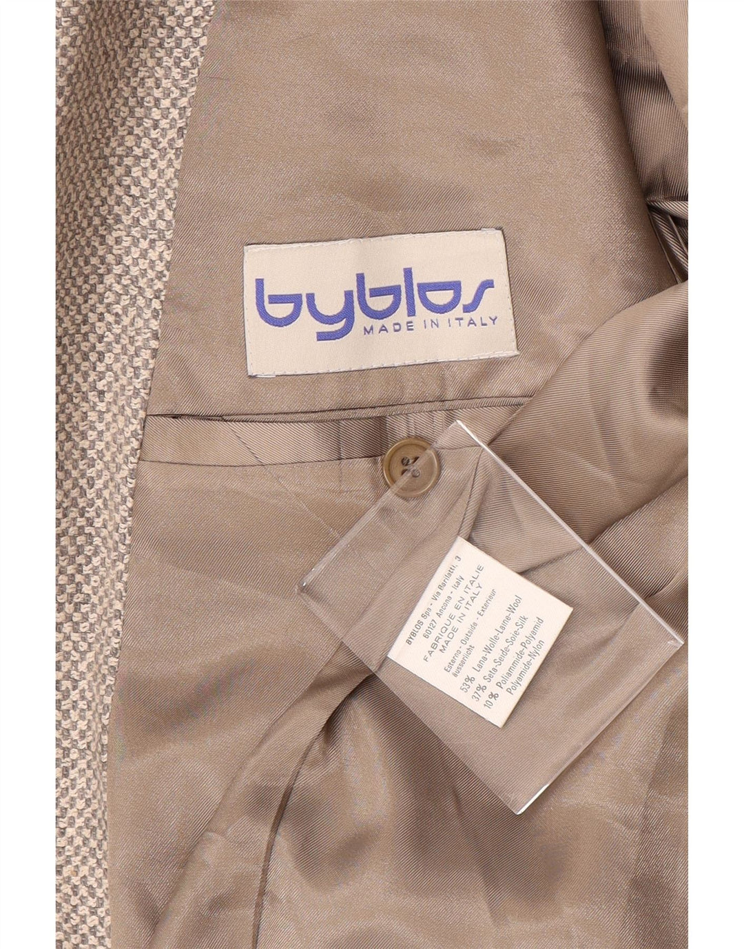 BYBLOS Mens 2 Button Blazer Jacket UK 40 Large Grey Spotted Wool