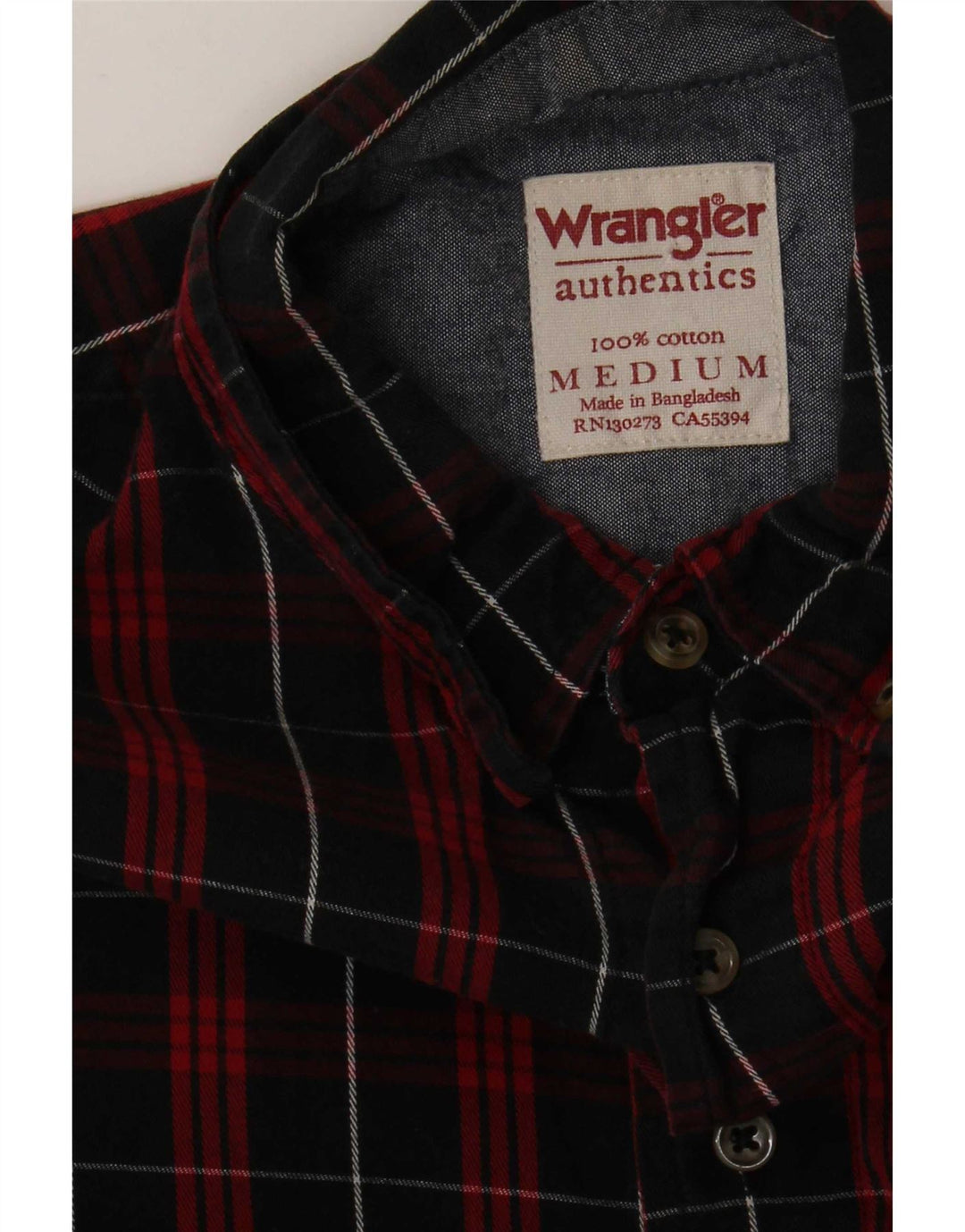 Wrangler Mens Flannel Shirt Medium Red Check Cotton