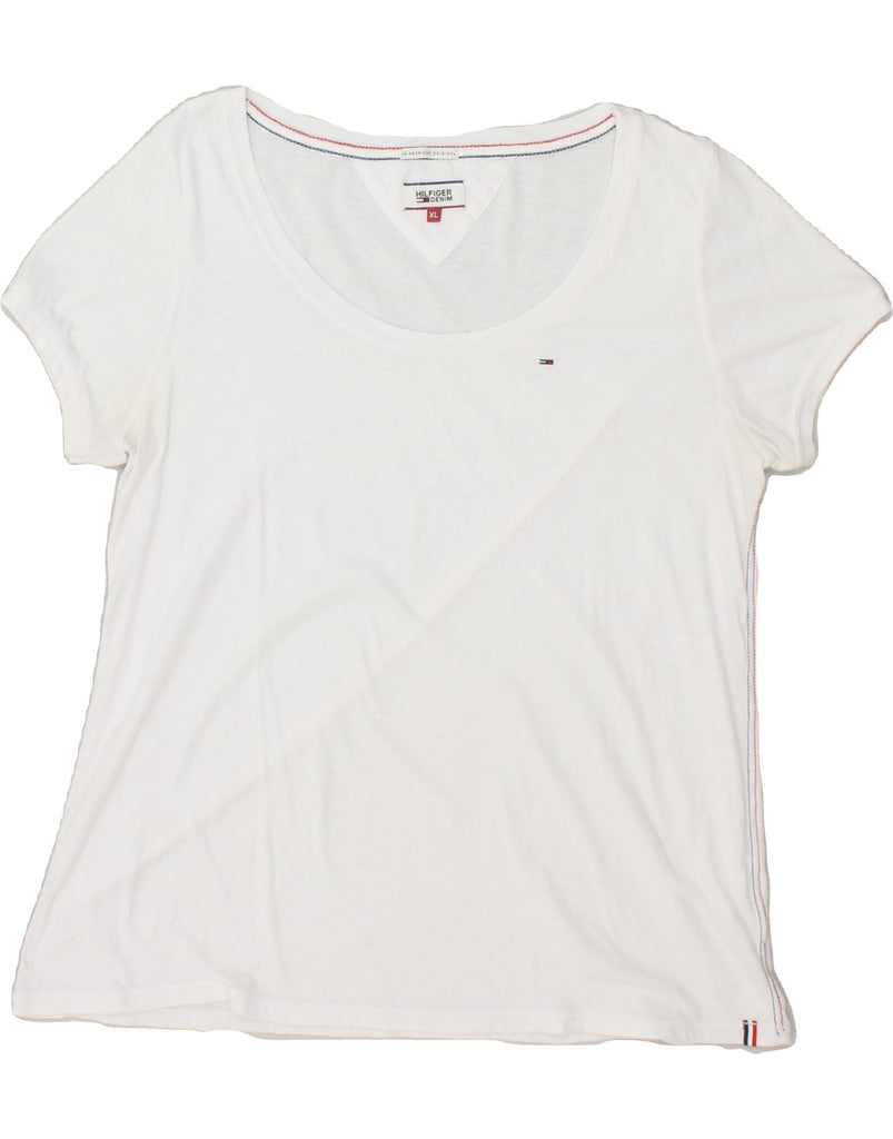 TOMMY HILFIGER Womens T-Shirt Top UK 18 XL White | Vintage Tommy Hilfiger | Thrift | Second-Hand Tommy Hilfiger | Used Clothing | Messina Hembry 