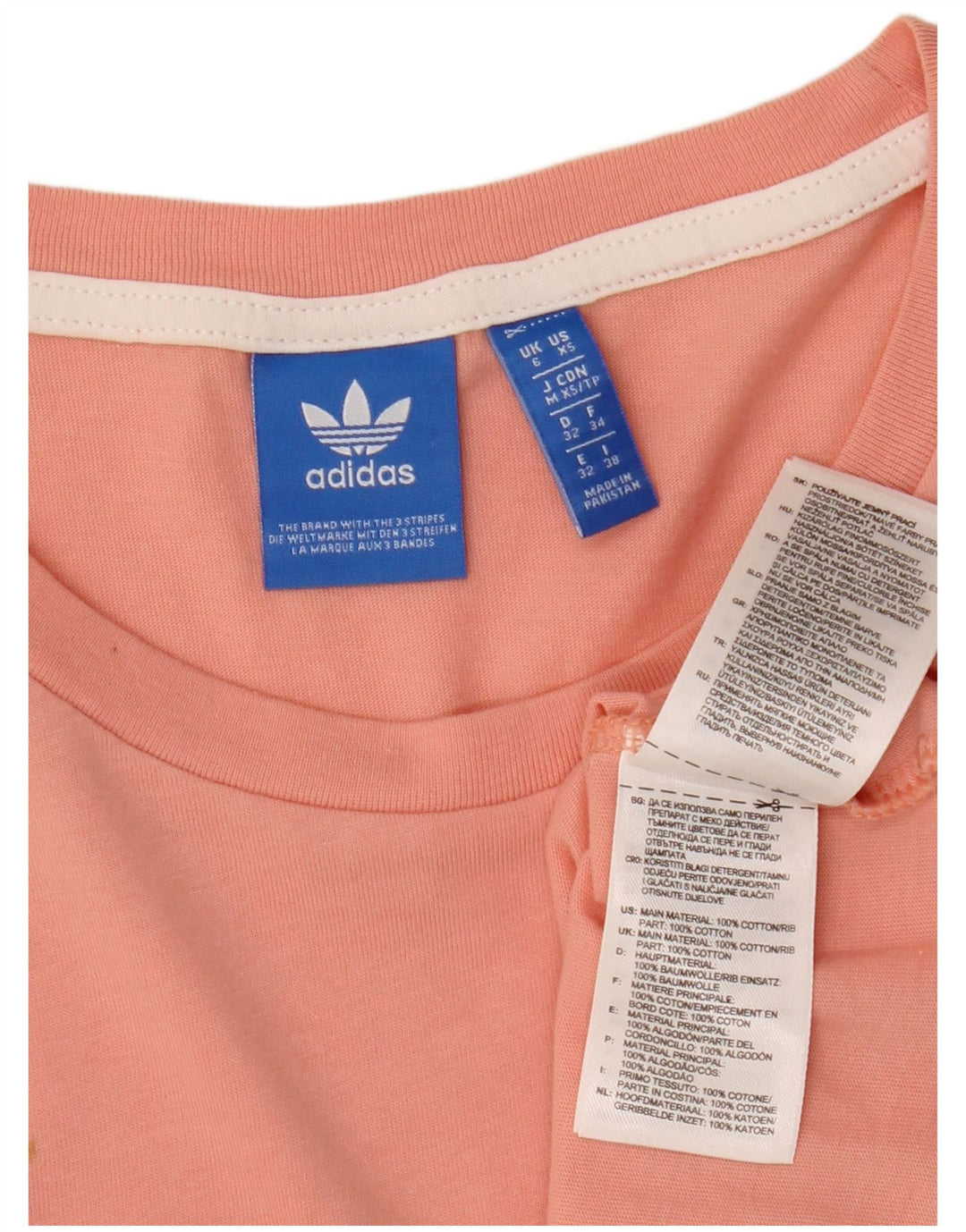ADIDAS Womens Oversized Crop T-Shirt Top UK 6 XS Pink Cotton