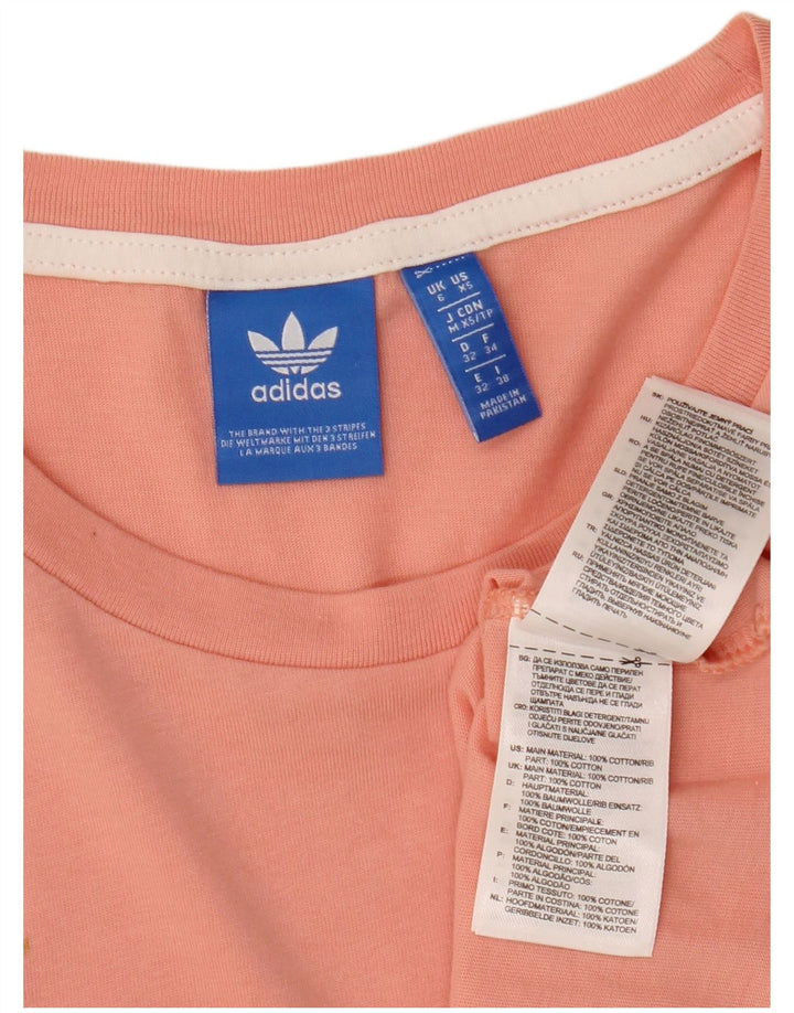 ADIDAS Womens Oversized Crop T-Shirt Top UK 6 XS Pink Cotton