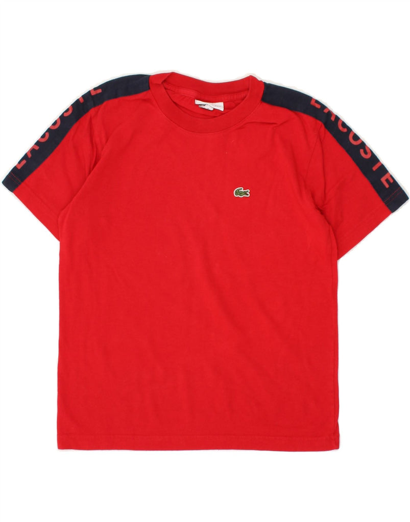 LACOSTE Boys Graphic T-Shirt Top 7-8 Years Red Colourblock Cotton | Vintage Lacoste | Thrift | Second-Hand Lacoste | Used Clothing | Messina Hembry 