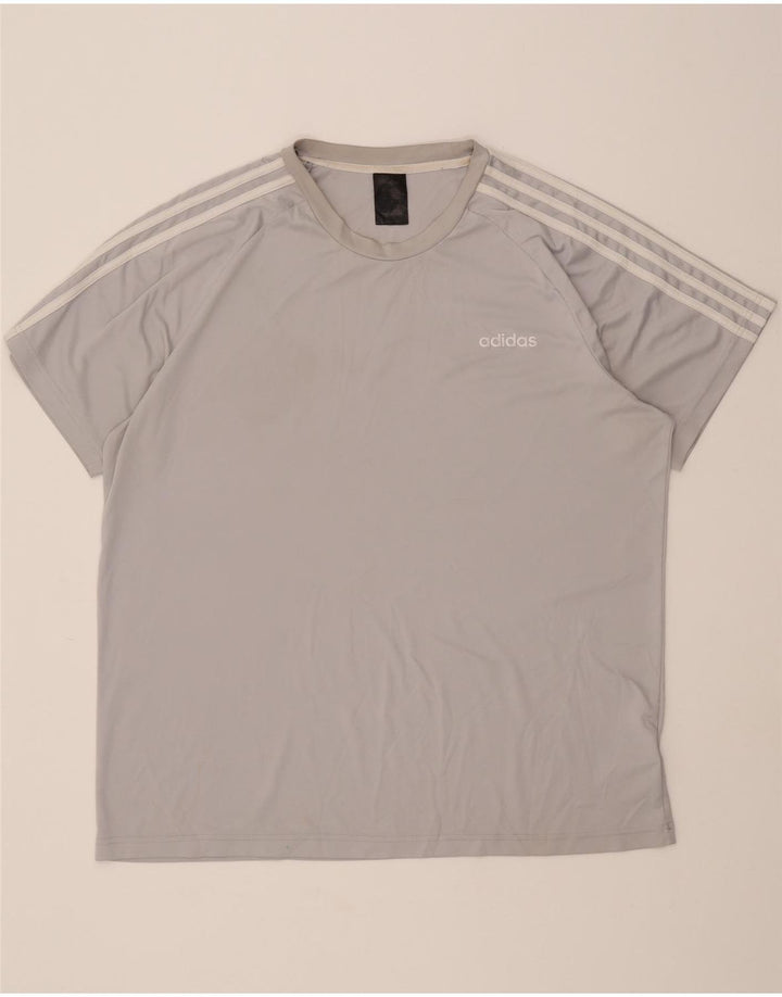 ADIDAS Mens Climalite T-Shirt Top XL Grey Polyester Vintage Adidas and Second-Hand Adidas from Messina Hembry 