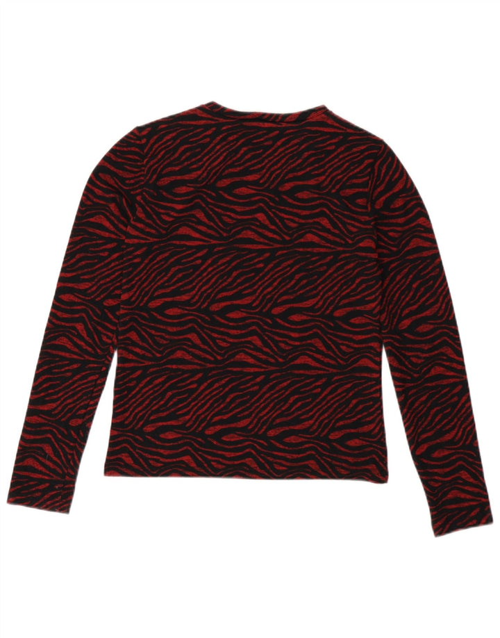 Zara Womens Top Long Sleeve UK 10 Small Red Animal Print