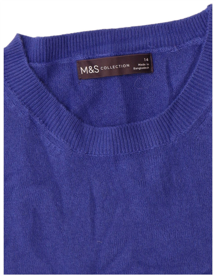 Marks & Spencer Womens Crew Neck Jumper Sweater UK 14 Medium  Blue