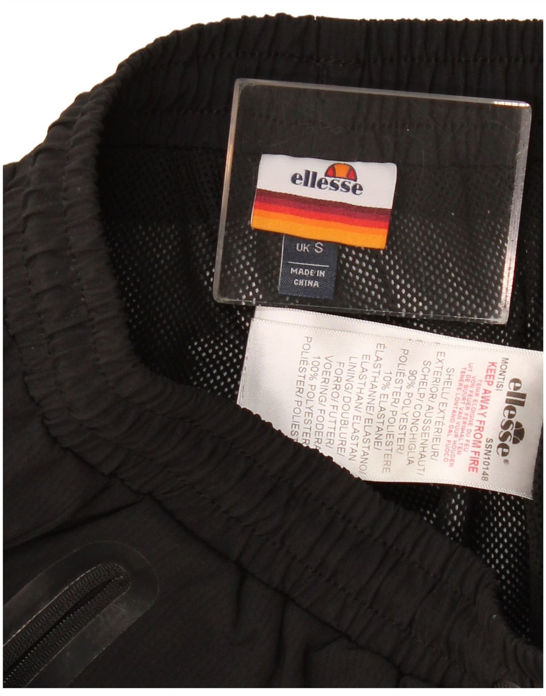 Ellesse Mens Graphic Tracksuit Trousers Joggers Small  Black Polyester