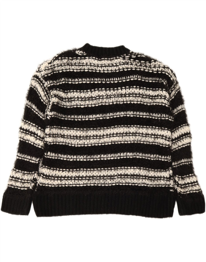 TOPSHOP Womens Crew Neck Jumper Sweater UK 14 Medium Black Striped Vintage Topshop and Second-Hand Topshop from Messina Hembry 