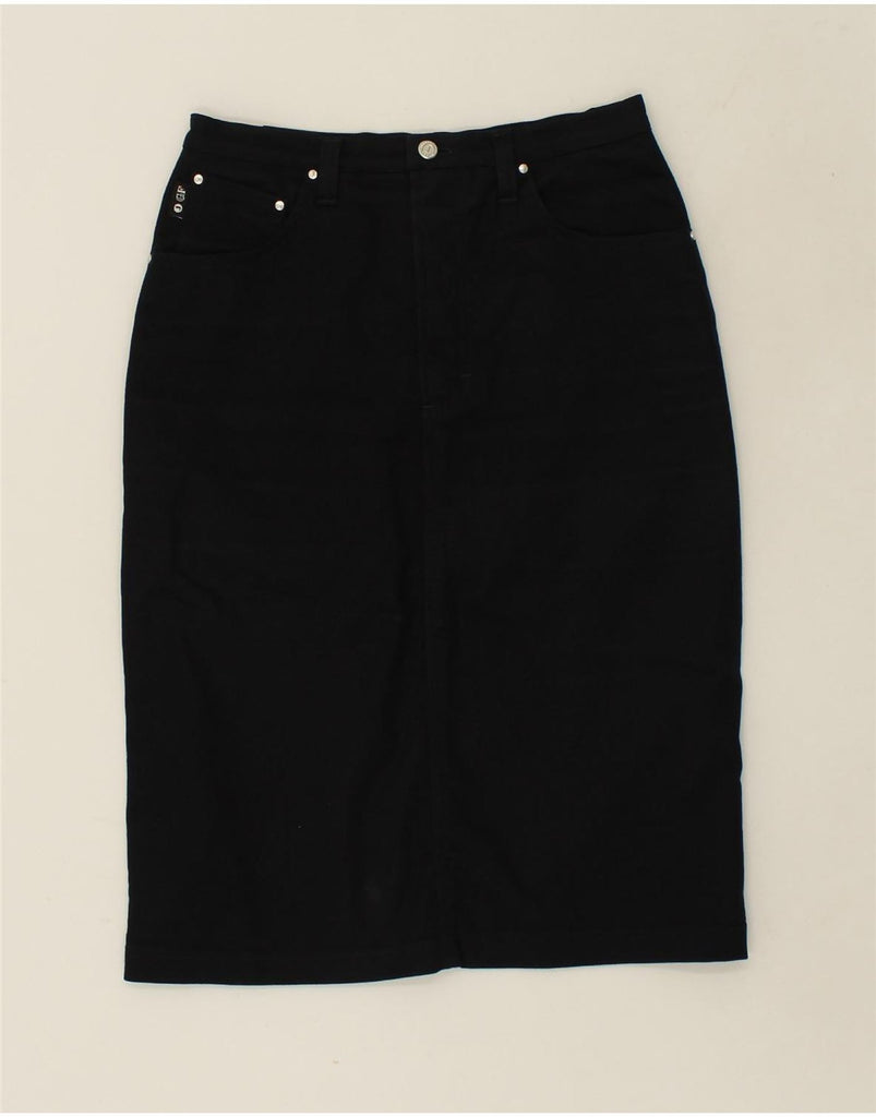 GIANFRANCO FERRE Womens Straight Skirt IT 42 Medium W28  Navy Blue Cotton | Vintage Gianfranco Ferre | Thrift | Second-Hand Gianfranco Ferre | Used Clothing | Messina Hembry 