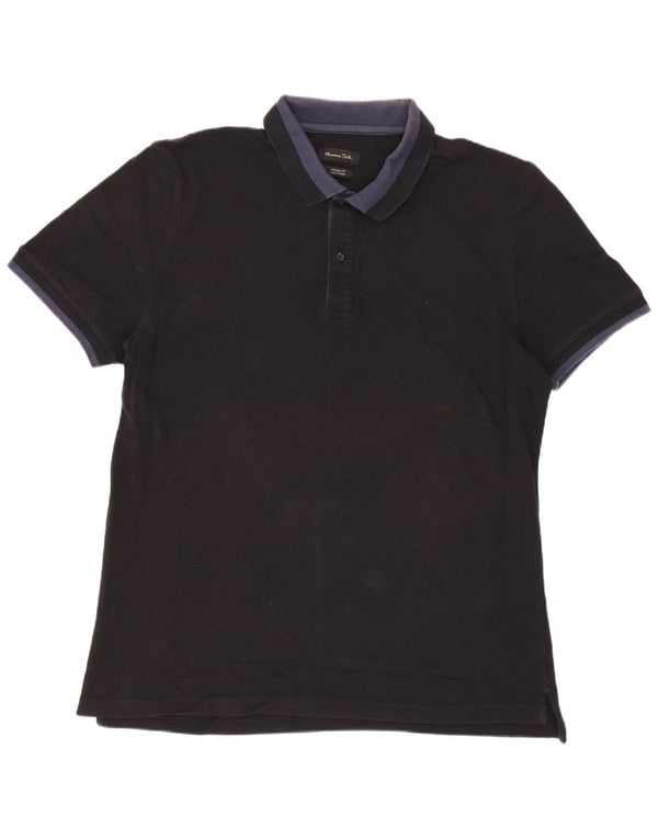 Massimo Dutti Mens Casual Fit Polo Shirt XL Black Colourblock