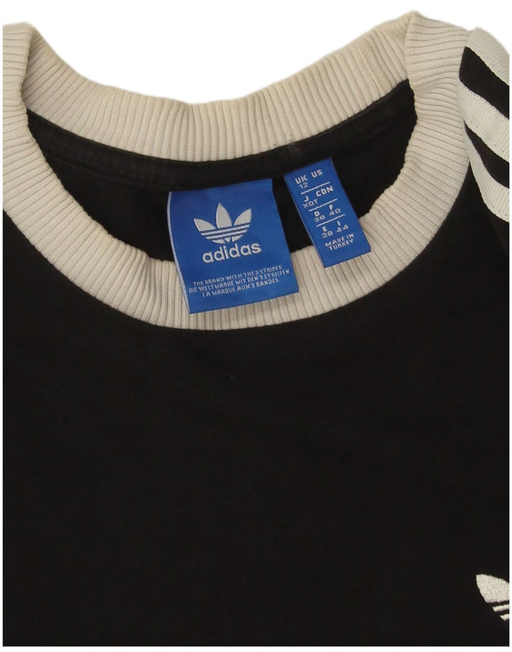 Adidas Womens Top Long Sleeve UK 12 Medium Black Cotton