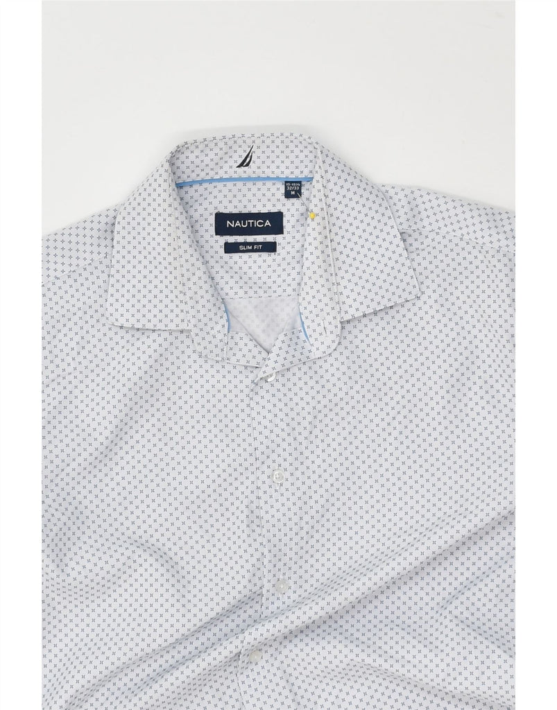 NAUTICA Mens Slim Fit Shirt Size 15-15 1/2  Medium Blue Polyester | Vintage Nautica | Thrift | Second-Hand Nautica | Used Clothing | Messina Hembry 