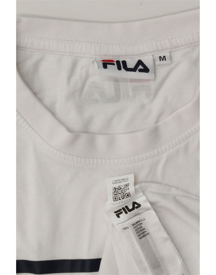 Fila Mens Graphic T-Shirt Top Medium White Cotton