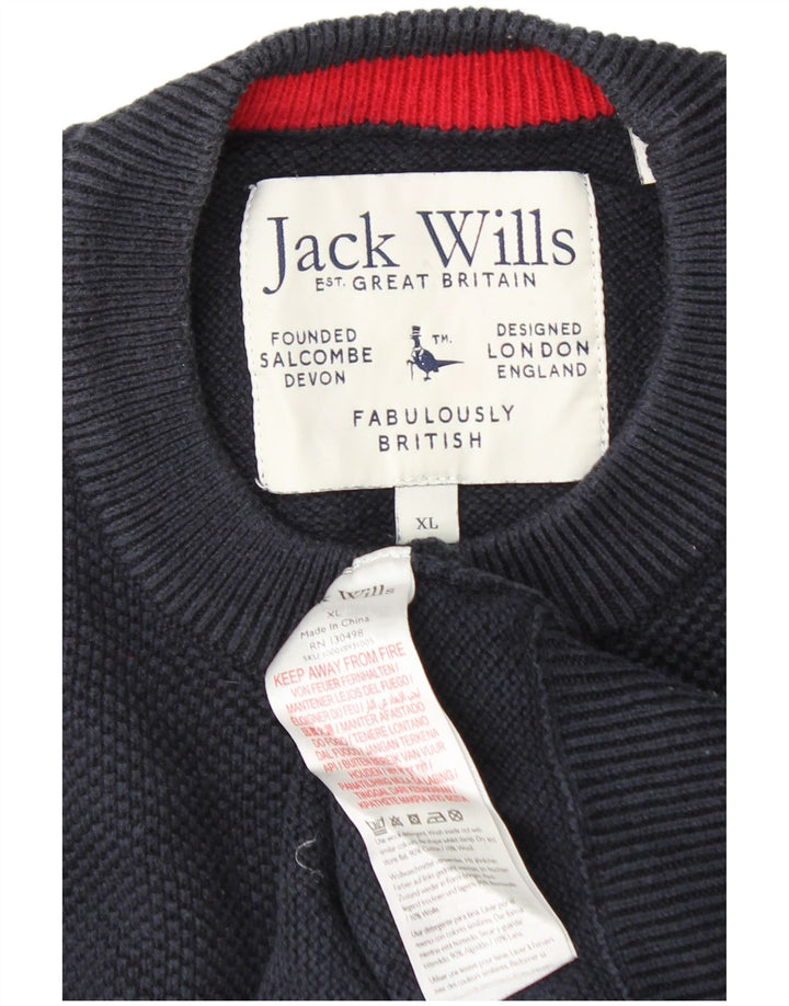 JACK WILLS Womens Crew Neck Jumper Sweater UK 18 XL Navy Blue Cotton