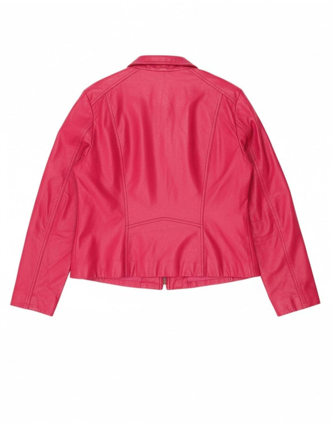 DANIER Womens Crop Leather Jacket UK 24/26 XL Pink Leather