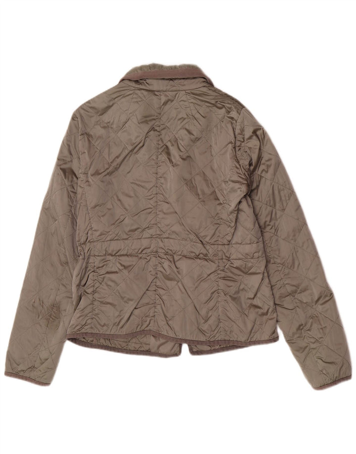 Max Mara Womens Quilted Jacket UK 10 Small Khaki Polyester