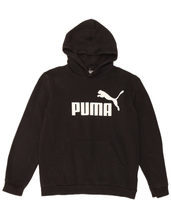 Puma Boys Graphic Hoodie Jumper 13-14 Years Black Cotton