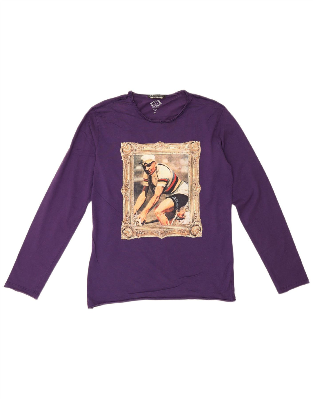 Daniele Alessandrini Mens Graphic Top Long Sleeve IT 50 Medium Purple