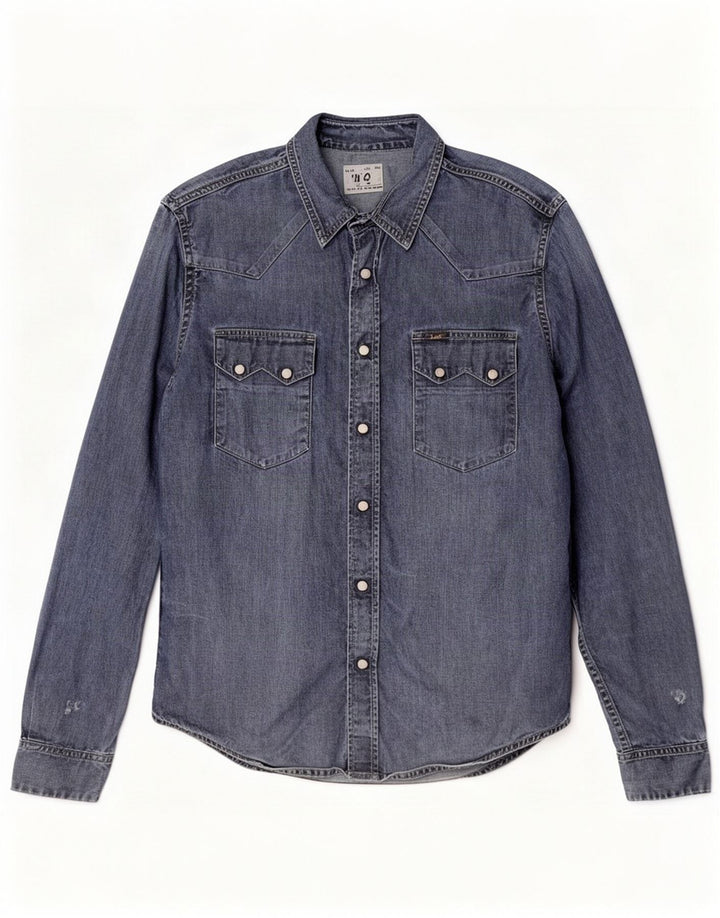 Lee Mens Denim Shirt Medium Blue Cotton